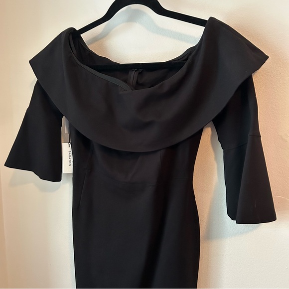 NWT Babaton Black Giovani Off Shoulder 3/4 Sleeve Ponte Dress - Size 6 - Picture 7 of 16